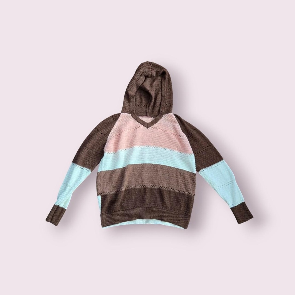 Y2K hoodie Neopolitan girl choco girl pink brown and white striped 2000s hoodie